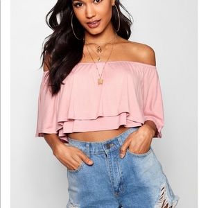 NWT Nude Frill Crop Top XS/S Boohoo